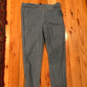 Skinny light blue side zip jeans